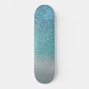 Helderblauw Blauwgroen reserveglitter ombre-gradië Persoonlijk Skateboard