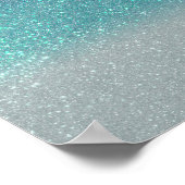 Helderblauw Blauwgroen reserveglitter ombre-gradië Poster (Hoek)