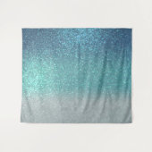 Helderblauw Blauwgroen reserveglitter ombre-gradië Wandkleed (Voorkant (horizontaal))