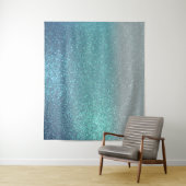 Helderblauw Blauwgroen reserveglitter ombre-gradië Wandkleed (In situ)