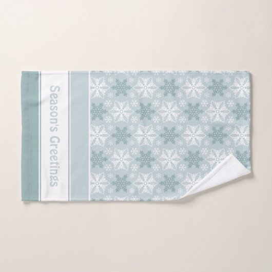 Helderblauw, Blauwgroen wit snowflake patroon Bad Handdoek (Handdoek)