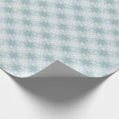 Helderblauw, Blauwgroen wit snowflake patroon Cadeaupapier (Hoek)