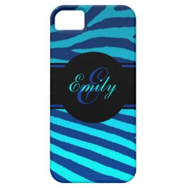 Helderblauw blauwgroen zebra streep aangepaste iPh iPhone 11 Hoesje