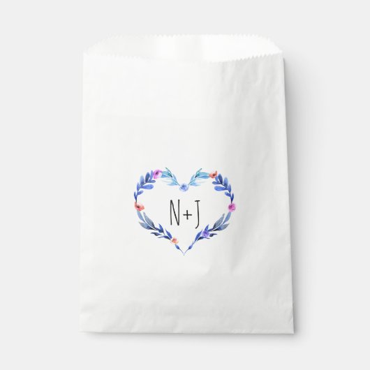 Helderblauw Bloemenhart Botanische gunst Bedankzakje (Voorkant)