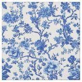 Helderblauw bloemmotief stof (Swatch)