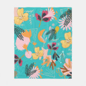 Helderblauw bloempatroon voor haar abstracte roze  fleece deken (Voorkant)