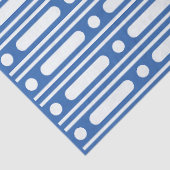 Helderblauw bot met ingelegde randstippen decoupag tissuepapier (Detail)