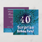 Helderblauw Daisy 40e surrogaatbruidsdag Sjabloon Kaart (Voorkant / Achterkant)