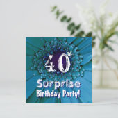 Helderblauw Daisy 40e surrogaatbruidsdag Sjabloon Kaart (Staand voorkant)