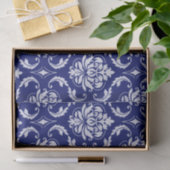 Helderblauw Damaspatroon Tissuepapier (Geschenk)