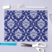 Helderblauw Damaspatroon Tissuepapier (Craft)