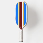 Helderblauw Donkerrood Geel Wit Racing Stripes Pickleball Paddle (Links)