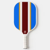 Helderblauw Donkerrood Geel Wit Racing Stripes Pickleball Paddle (Voorkant)