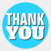 Helderblauw, eenvoudig bedankt ronde sticker (Voorkant)