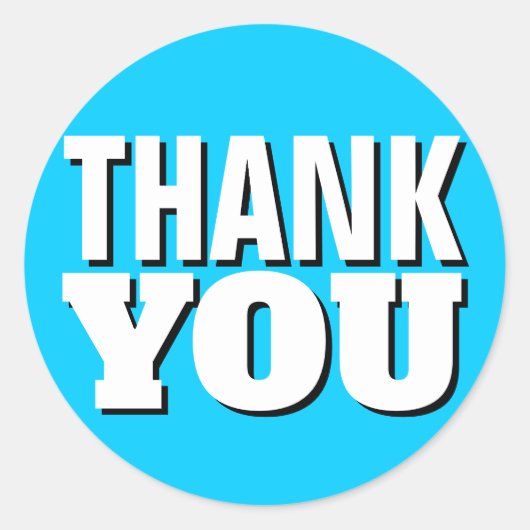 Helderblauw, eenvoudig bedankt ronde sticker (Voorkant)