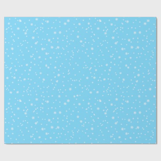 Helderblauw Elegante Winter Sneeuwvlokken Cadeaupapier (Vlak)