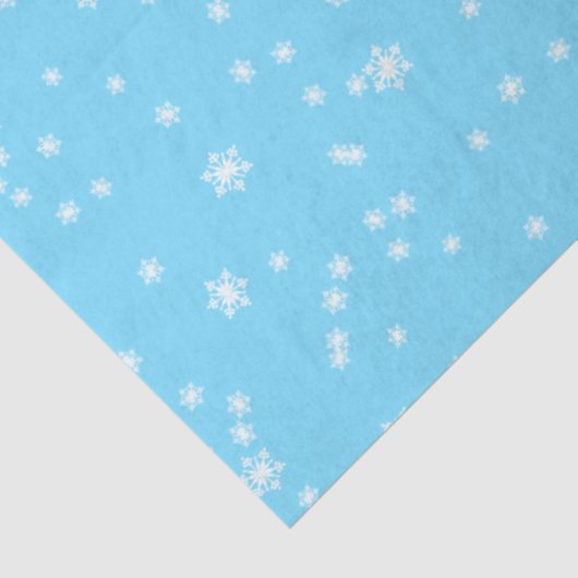Helderblauw Elegante Winter Sneeuwvlokken Tissuepapier (Detail)