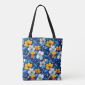 Helderblauw en geel Floral Wellness Canvas tas (Achterkant)