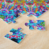 Helderblauw en geel Mandala Legpuzzel (Zijkant)