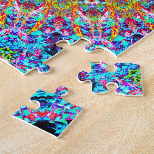 Helderblauw en geel Mandala Legpuzzel (Zijkant)