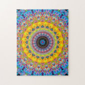 Helderblauw en geel Mandala Legpuzzel (Verticaal)