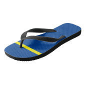 Helderblauw en geel teenslippers (Schuin)