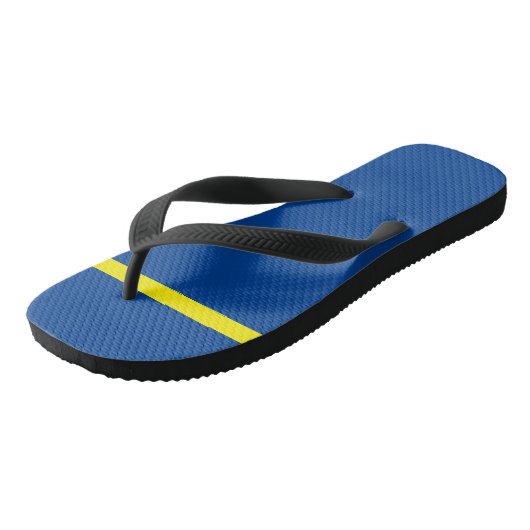 Helderblauw en geel teenslippers (Schuin)