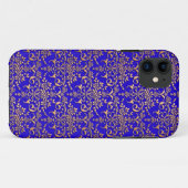 Helderblauw en goud Fancy Damask Pattern Case-Mate iPhone Case (Achterkant (horizontaal))