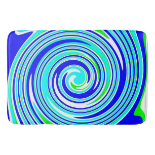 Helderblauw en groen draaipatroon badmat