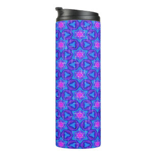 Helderblauw en heet roze kleurrijk patroon thermosbeker