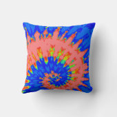 Helderblauw en Oranje spiraalvormig oog Kussen (Achterkant)