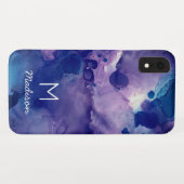Helderblauw en Paars Abstract alcoholmonogram Case-Mate iPhone Case (Achterkant (horizontaal))