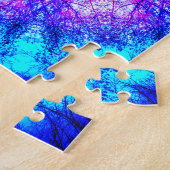 Helderblauw en Paars Mandala Legpuzzel (Zijkant)