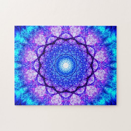 Helderblauw en Paars Mandala Legpuzzel (Horizontaal)