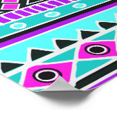 Helderblauw en paars stampatroon poster (Hoek)