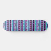 Helderblauw en paars stampatroon skateboard (Horizontaal)