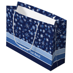 Helderblauw en winterwit Snowflake patroon Groot Cadeauzakje