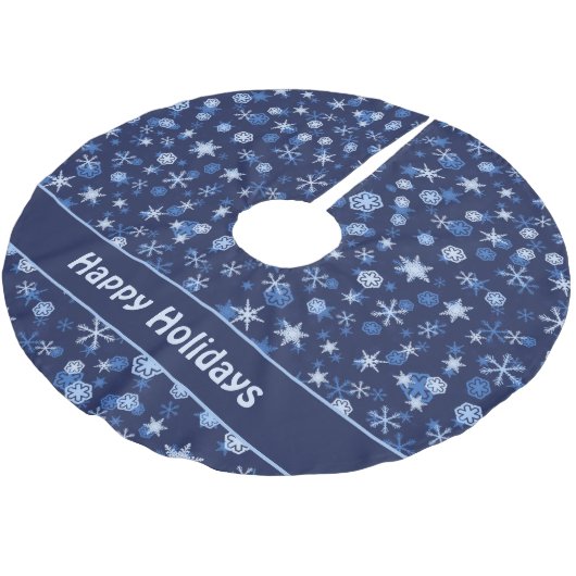Helderblauw en winterwit Snowflake patroon Kerstboom Rok (Gekanteld)