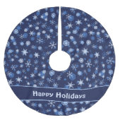 Helderblauw en winterwit Snowflake patroon Kerstboom Rok (Voorkant)