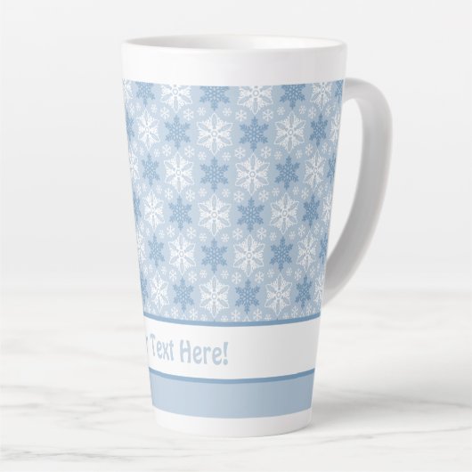 Helderblauw en winterwit Snowflake patroon Latte Mok (Rechterhoek)