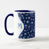 Helderblauw en winterwit Snowflake patroon Mok (Links)