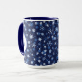 Helderblauw en winterwit Snowflake patroon Mok (Voorkant links)