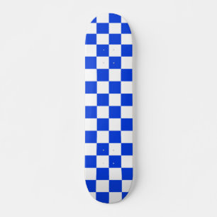 Helderblauw en wit gecontroleerd patroon persoonlijk skateboard