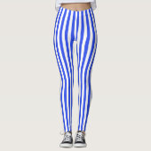 Helderblauw en wit gestreept leggings (Voorkant)