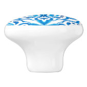 Helderblauw en wit Marokkaans Keramische Knop (Zijkant)