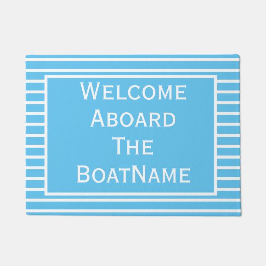 Helderblauw en wit, schitterend bordpapier deurmat (Voorkant)