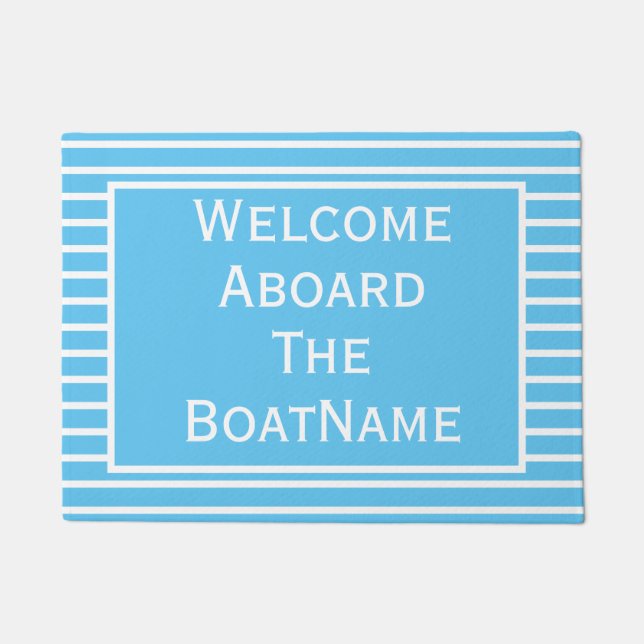 Helderblauw en wit, schitterend bordpapier deurmat (Voorkant)