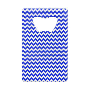 Helderblauw en witte Chevron Creditkaart Flessenopener