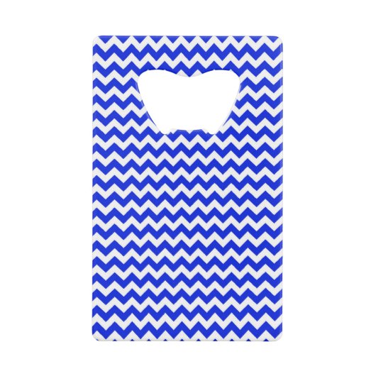 Helderblauw en witte Chevron Creditkaart Flessenopener (Voorkant)