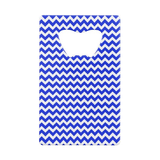 Helderblauw en witte Chevron Creditkaart Flessenopener (Achterkant)